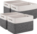 4 Pack Storage Baskets for Organizing, Woven Baskets for Shelves - Perfect for Toys, Books, Towels, and Clothes, Durable Gift Basket Bins Toy Storage, 12.7''L x9''W x7.8''H, White