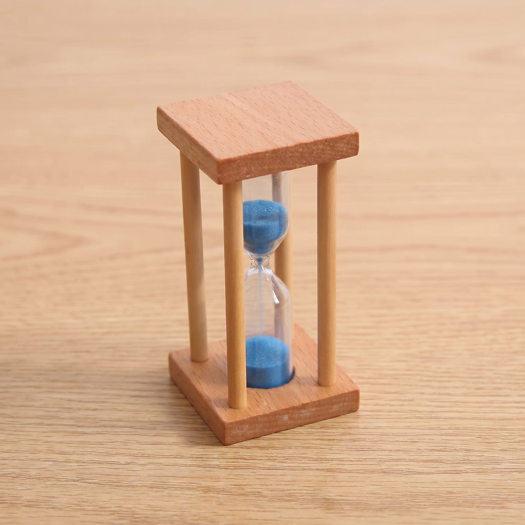 Japanese-Style Wooden Four-Pillar Sand Timer - 1/3/5-Minute Precision Countdown, Kids’ Toothbrushing & Study Desk Ornament (Multiple Colored Sand Options)